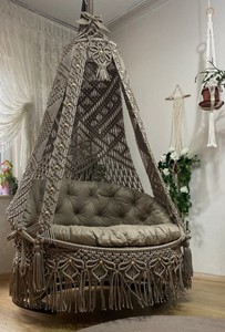<b>Macrame</b> Brown Double Swing, Double Swing,Double Hanging Swing,Garden Swing,Patio Swing,<b>Macrame</b> Hangesessel,Rocking Chair - Product Image 2