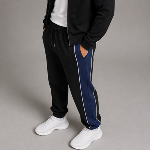Men's Jogger Sweatpants Side Stripe Casual Winter Wear Sweat <b>Pants</b> Men Drawstring Waist Jogger Fleece Trouser Pajama - Product Image 5