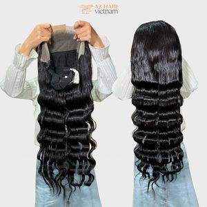 Perruque de cheveux ondulés profonds lâches pour les femmes sans mélange Extensions de cheveux Bundles couleur noire naturelle Super longue longueur pleine épaisseur - Product Image 1