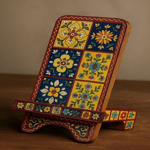 Support de téléphone en bois fabriqué à la main de forme personnalisée au design antique décor de maison/bureau avec finition peinte disponible en gros - Product Image 3