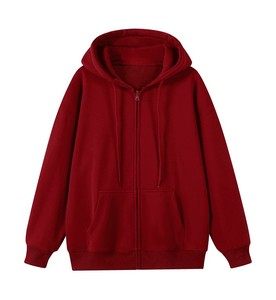 Sudadera con capucha de algodón y poliéster con cremallera, de color sólido, corte holgado, 450g, con logotipo bordado personalizado, precio de fábrica de Bangladesh y China, venta al por mayor. - Product Image 6