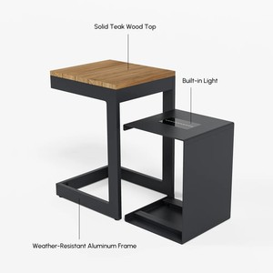 LINEA COMPACT SIDE <b>TABLE</b> WOOD AND METAL SIDE <b>TABLE</b> NESTING <b>TABLE</b> SIDE OF TWO BEDSIDE LAPTOP SIDE <b>TABLE</b> MULTIFUNCTION SIDE <b>TABLE</b> - Product Image 2