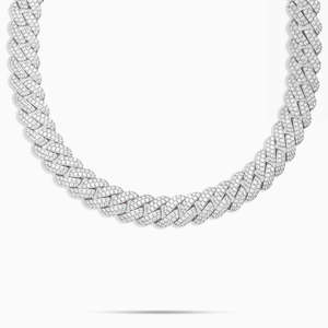 18mm Iced Out Miami Cuban Link Chain Necklace VVS <b>Simulated</b> <b>Diamond</b> Hip Hop Chain White Gold Plated Stainless Steel Jewelry - Product Image 4