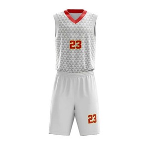 Ensemble de maillots de basket-ball personnalisés, blanc, rouge, numéro 23, col en V, sans manches, impression sublimée, unisexe, adulte, toutes saisons - Product Image 1