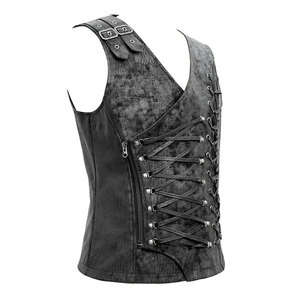 Fashion Men's Outfit <b>Punk</b> Sleeveless Waistcoat Gothic Lace-Up Detailing Rock Motorcycle Vest Coat 2026 - Product Image 2