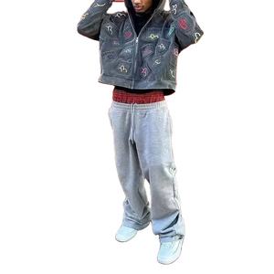 Pantalones Deportivos Anchos y Holgados con Lavado Ácido y Estilo Desgastado Personalizados para Hombre - Product Image 1