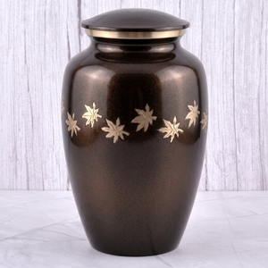Urna Funeraria de Latón con Diseño Floral Azul y Plateado, Acabado Brillante, para Cenizas Humanas, Recuerdo Funerario y Entierro - Product Image 6