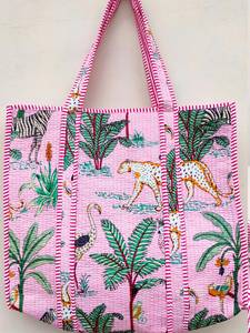 Bolsa de Mano de Algodón con Estampado Animal, Correas para el Hombro, Diseño Vintage a la Moda, Forro de Lona, Parte Superior Abierta, Estilo Casual - Product Image 5