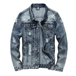 Veste en jean dégradé pour homme, col rabattu, style décontracté, manches classiques, simple boutonnage, couleur dégradée, en vente en ligne - Product Image 5