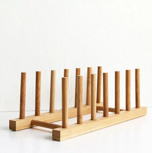 Égouttoir à vaisselle en bois rectangulaire sur pied, à un seul niveau, support de rangement de cuisine minimaliste - Product Image 3