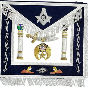 Tablier de cérémonie maçonnique brodé sur mesure avec écusson en tissu de luxe, patch à sequins, décoration magnétique et logo à coudre pour personnalisation - Product Image 1