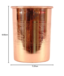 Vaso de Cobre Grabado con Patrón Floral Tradicional, Taza para Agua, para el Hogar, Comedor, Regalos y Eventos - Product Image 3