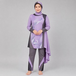 Ensemble Burkini Modeste 4 Pièces au Design Moderne pour la Plage - Structure Flexible, Mouvement Libre, Protection UPF50+, Extensible dans les Quatre Sens, Coupe Ajustée - Product Image 1