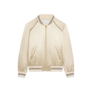 แจ็กเก็ตบอมเบอร์คอปกตั้งแจ็กเก็ตเบสบอลสีทึบกันลมน้ำหนักเบาเข้ารูปทำจากไนลอน - Product Image 5