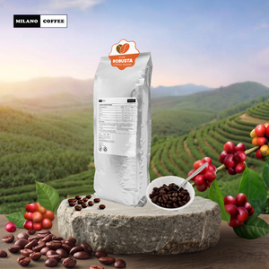 Granos de Café Robusta Puro Superior 1kg Milano Coffee Paquete de Granos Tostados Ligeros - Product Image 1