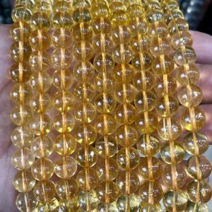 Venta al por Mayor de Cuentas Redondas de Citrino 100% Natural Genuino de 8mm, Cuarzo Amarillo Liso, Hilo de Piedras Preciosas para la Fabricación de Joyería - Product Image 3
