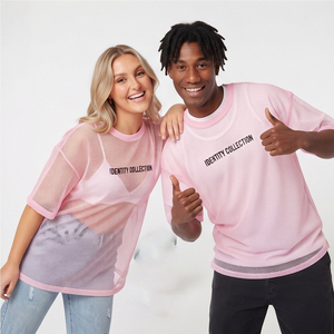 Camiseta Transparente de Malla Oversize para Hombre y Mujer, con Estampado de Letras, 100% Poliéster, Sexy, a la Moda, Unisex - Product Image 3