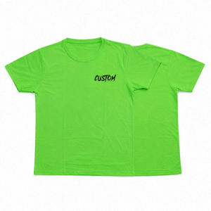 Camiseta ligera de estilo urbano, personalizada, moderna, para hombre, color verde neón, transpirable, de secado rápido, de algodón, de manga corta, para verano. - Product Image 1