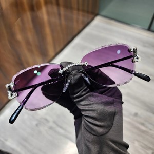 High Quality Frameless Anti-Reflective Sunglasses 2025 Fashion Moissanite Diamond Trendy Man New Style Designer - Product Image 1