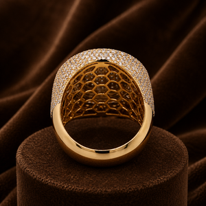 Round Cut Diamond <b>Iced</b> Out Engagement <b>Ring</b> 14K Plated Yellow Gold Moissanite Pave Setting for Men Wedding <b>Ring</b> - Product Image 4