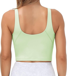 Camisetas deportivas tipo stringer para mujer, color marrón, transpirables, para fitness, camisetas cortas acanaladas para damas. - Product Image 2