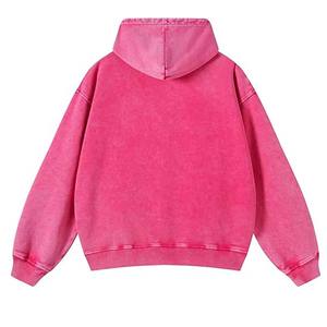 Sweat à capuche unisexe rose délavé à l'acide, grande taille pour homme, en coton brossé 400 g/m², style streetwear vintage délavé - Product Image 4