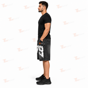 <b>Mens</b> Denim <b>Shorts</b> <b>Black</b> Denim premium <b>black</b> denim fabric Casual <b>Short</b> Pants modern street fit for <b>black</b> streetwear casual <b>Shorts</b> - Product Image 3