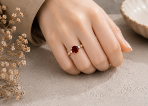 <b>Garnet</b> Diamond Engagement <b>Ring</b> for Women Round Red Gemstone 10K 14K 18K Gold & 925 <b>Silver</b> 935 <b>Silver</b> - Product Image 2