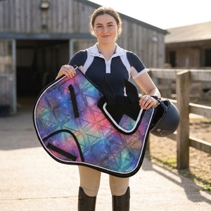 Equestrian Saddle Pad with Horse Ear <b>Bonnet</b> Set Soft Fabric Quilted Riding Pad Sweat Absorbing Anti Fly Hood Custom Design - Product Image 3