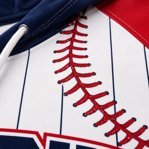 Sweat à capuche de baseball Homerun unisexe, pull rayé, veste rouge, bleu, blanc, impression par sublimation, respirant, vêtements de sport pour adultes - Product Image 3