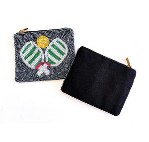 Porte-monnaie artisanal en perles vertes avec motif cœur et GOLF |   Petite pochette à fermeture éclair pour femmes, filles, cadeaux et voyages - Product Image 6