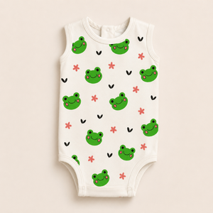 Infant <b>Frog</b> Print Baby <b>Tank</b> Top | Bum Chicoo 100% Cotton 200gsm Sleeveless Soft Breathable Summer O-Neck Unisex Newborn Toddler - Product Image 1