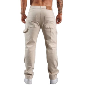 Pantalones Cargo Color Caqui para Hombre, Corte Recto Informal con Múltiples Bolsillos y Cierre de Botón - Product Image 3