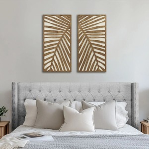 Décoration murale en bois artisanal moderne, cadre rectangulaire, planches de bois naturel à bords bruts - Product Image 5