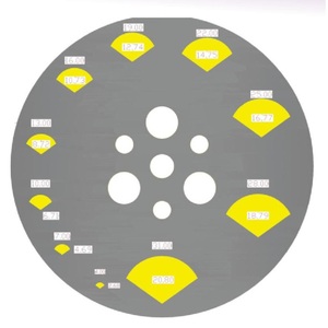 Irregular <b>Iron</b> Disc Cutter Set of <b>7</b> with Lever and Yellow Markings for Jewelry Making - Product Image 2