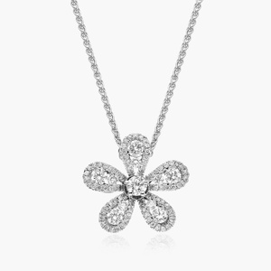Colgante de Diamante en Forma de Flor, Plata 925 con Baño de Rodio, Engaste Pavé, Amuleto de Lujo para Uso Diario Femenino - Product Image 4