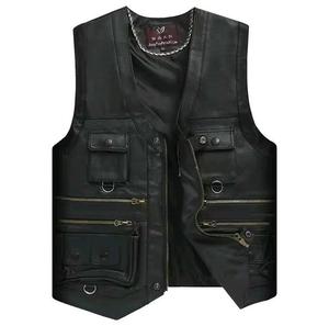 Black leather vintage slim bag closure, breathable, quick-drying, wrinkle-resistant autumn luxury men's Style - Product Image 1