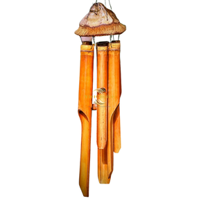 Bamboo Handmade Wind <b>Chimes</b> Natural Finish Hanging Outdoor <b>Garden</b> Ornament Art Deco Style Weather Resistant Irregular Shape - Product Image 4