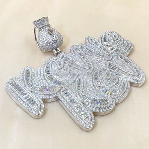 Colgante BOB con Letras Cristianas Completamente Engastado, Chapado en Oro de 14k, Joyería Hip Hop Personalizada, Moissanita VVS para Hombre, Regalo de Cumpleaños para Rapero - Product Image 6