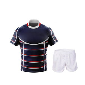 Men's Sublimated Rugby Uniform Set Navy White Striped Short Sleeve V-Neck Moisture Wicking Regular Fit All Seasons - Product Image 4