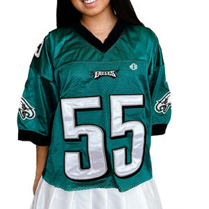 Camiseta Deportiva Verde para Mujer, Estilo Urbano, Malla Transpirable, Bordado de Número Personalizado, para Fútbol Americano, Marca Privada OEM - Product Image 3