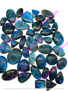 Cabochon en labradorite naturelle sculpté à la main, marque FAIJAN GEMS, origine Rajasthan, certifié par une tierce partie, taille personnalisable pour - Product Image 4