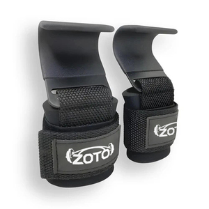 Ganchos de Acero Negro para Levantamiento de Pesas con Soporte de Muñeca Acolchado de Neopreno, Ganchos Resistentes para Peso Muerto, Directo de Fabricante - Product Image 3