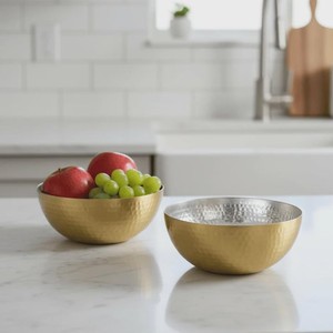 Cuenco de Servir de Latón Martillado con Acabado Dorado Hecho a Mano, Diseño Personalizado, Decoración para el Hogar, Utensilios de Cocina para Exhibir Dulces o Frutas - Product Image 1