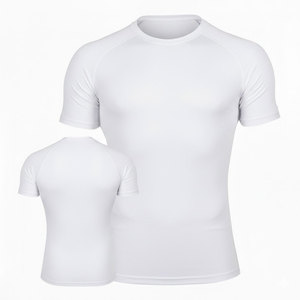 Camiseta Deportiva Unisex Blanca Ajustada de Compresión, Transpirable, de Secado Rápido, con Cuello Redondo, para Artes Marciales Mixtas y Entrenamiento Físico - Product Image 1