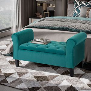 Elegant Green Tufted Storage Ottoman Bench Folding Design Ottoman <b>Stool</b> for Home <b>Office</b> Bedroom Apartment or Hospital Use - Product Image 2