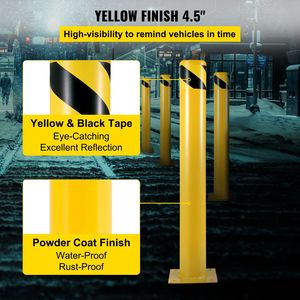 Barriera di Sicurezza in Acciaio Verniciato a Polvere Gialla, Altezza 42 Pollici, Diametro Esterno 4 1/2 Pollici, 4 Pezzi Gratuiti per Uso Stradale - Product Image 4