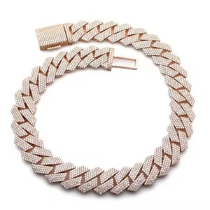 New Luxury Miami Cuban Link Chain Fully Iced D VVS Studded Diamond <b>Tester</b> Check Moissanite Fashion Necklaces - Product Image 3