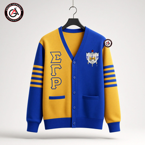 เสื้อคาร์ดิแกนผู้หญิง แขนยาว ปักลาย Sigma Gamma Rho Sorority ผ้าอะคริลิก ทรงวี คอวี ป้องกันรอยยับ สำหรับฤดูหนาว สไตล์วินเทจ - Product Image 1