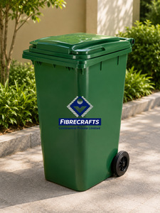 2026 Green Rectangular Wheeled Waste Bin With Lid Indoor <b>Outdoor</b> Recycling Use Modern Luxury Style Fiberglass Material - Product Image 3
